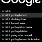 Immagine di ricerca su Google in cui si digita "is TikTok..." con varie opzioni, ma il cursore si posiziona su quella con scritto "is TikTok getting banned".